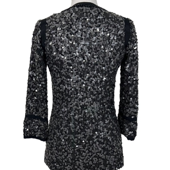 Rachel Zoe Open Front Sequin Jacket Chain Trim Pockets Size P - Picture 4 of 13